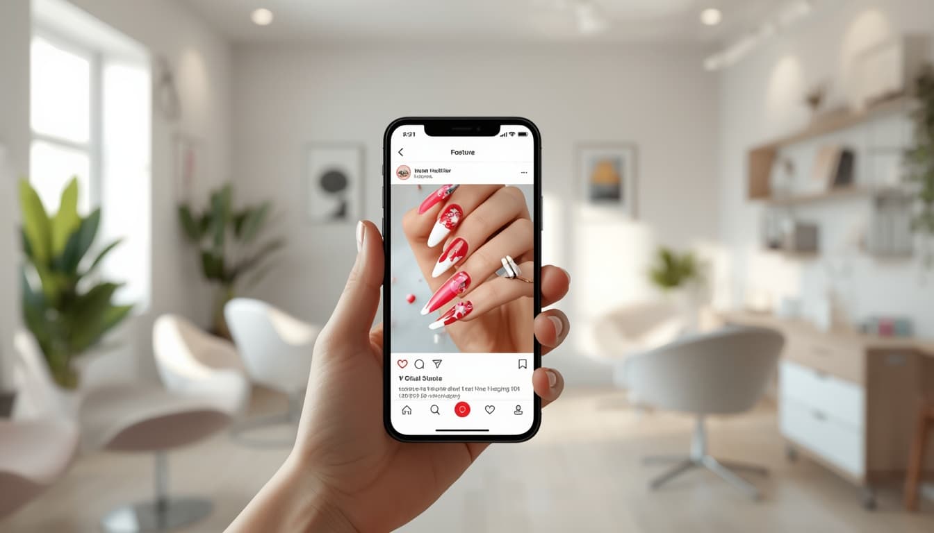 Современная студия маникюра со смартфоном — продвижение мастера через Instagram